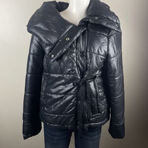 Marc By Marc Jacobs Vintage Y2K Black Size Large Asymmetrical Black Puffer Coat